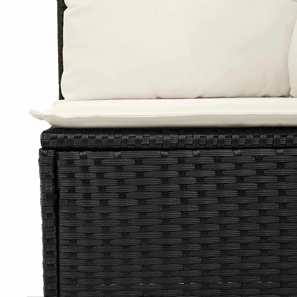 vidaXL Gartensofa-set mit Speicher 9 pcs Schwarz und Creme Poly-Rattan