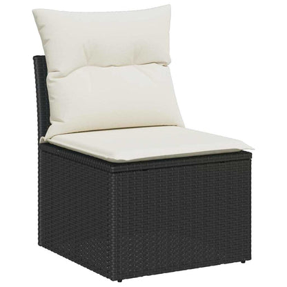 vidaXL Gartensofa-set mit Speicher 9 pcs Schwarz und Creme Poly-Rattan