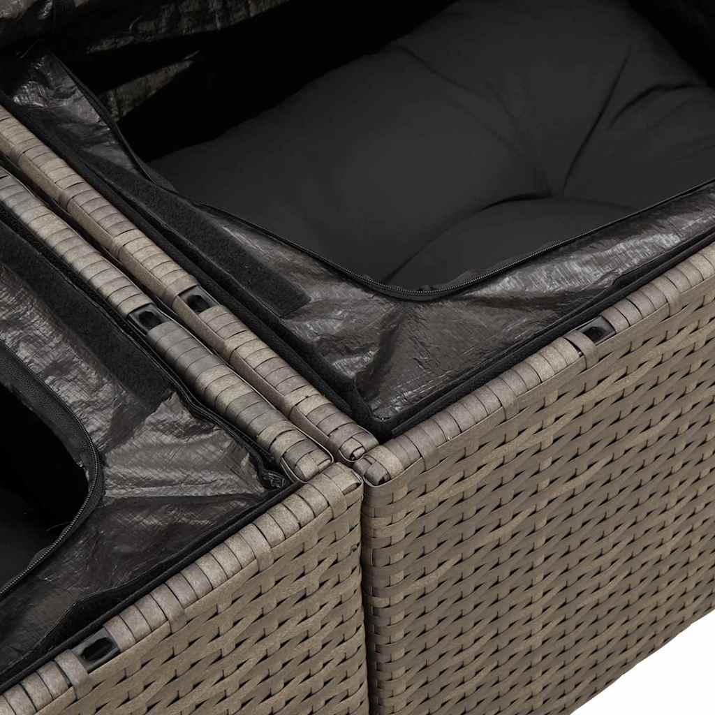 vidaXL Gartensofa-set mit Speicher 9 pcs Grau Poly-Rattan