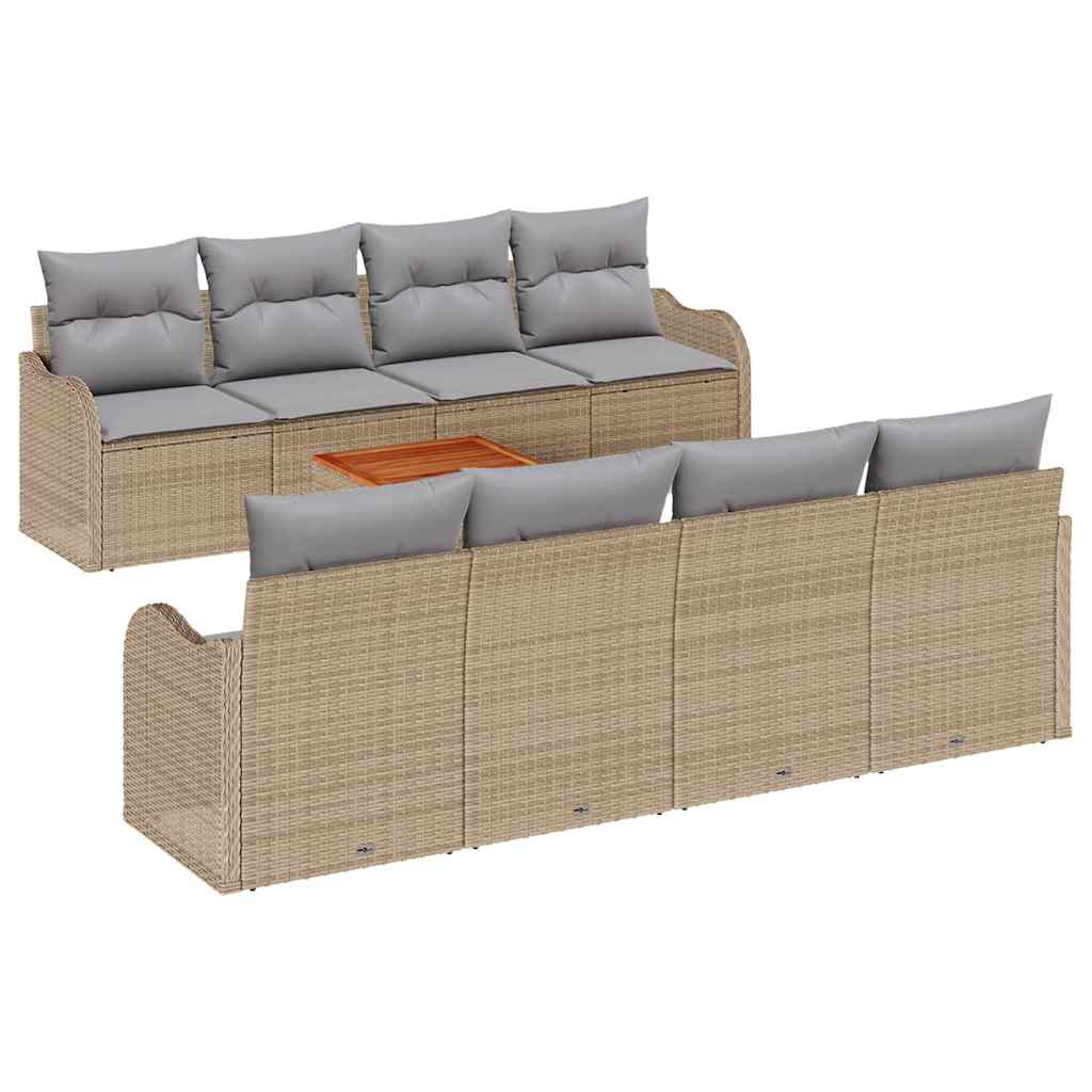 vidaXL Gartensofa-set 9 pcs Beige und Hellgrau Poly-Rattan