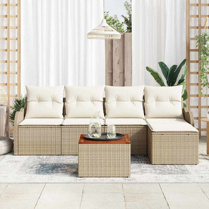 Gartensofa-set mit Speicher 6 pcs Beige und Creme Poly-Rattan