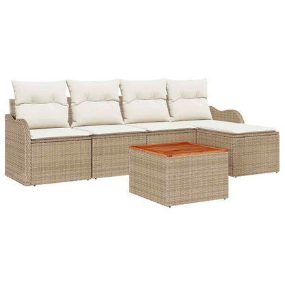 Gartensofa-set mit Speicher 6 pcs Beige und Creme Poly-Rattan