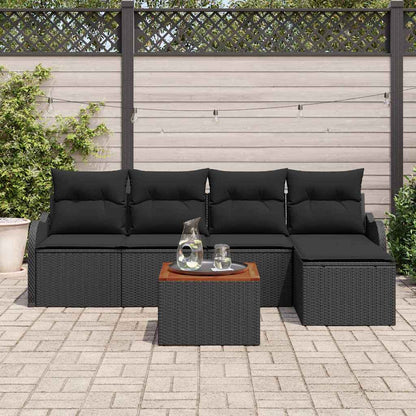 Gartensofa-set mit Speicher 6 pcs Schwarz Poly-Rattan