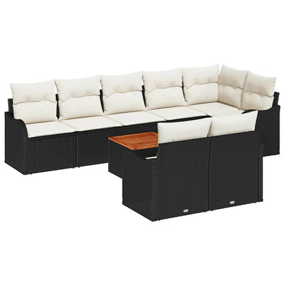 Gartensofa-set mit Speicher 9 pcs Schwarz und Creme Poly-Rattan