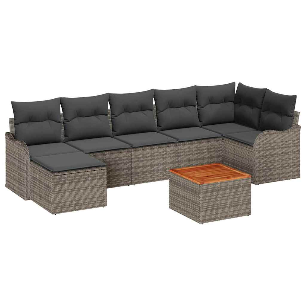 Gartensofa-set mit Speicher 8 pcs Grau Poly-Rattan