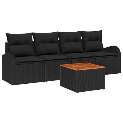 Gartensofa-set mit Speicher 5 pcs Schwarz Poly-Rattan