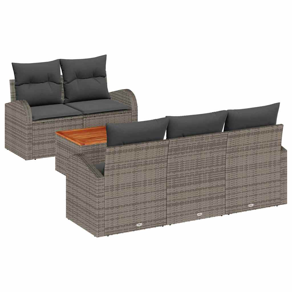 Gartensofa-set mit Speicher 6 pcs Grau Poly-Rattan