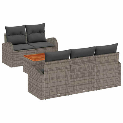 Gartensofa-set mit Speicher 6 pcs Grau Poly-Rattan