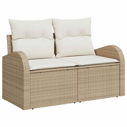 Gartensofa-set mit Speicher 6 pcs Beige und Creme Poly-Rattan