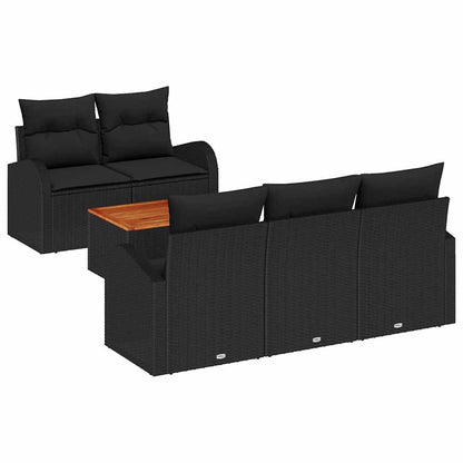 Gartensofa-set mit Speicher 6 pcs Schwarz Poly-Rattan