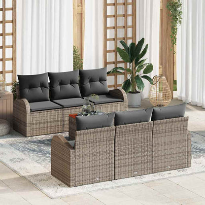 Gartensofa-set mit Speicher 7 pcs Grau Poly-Rattan