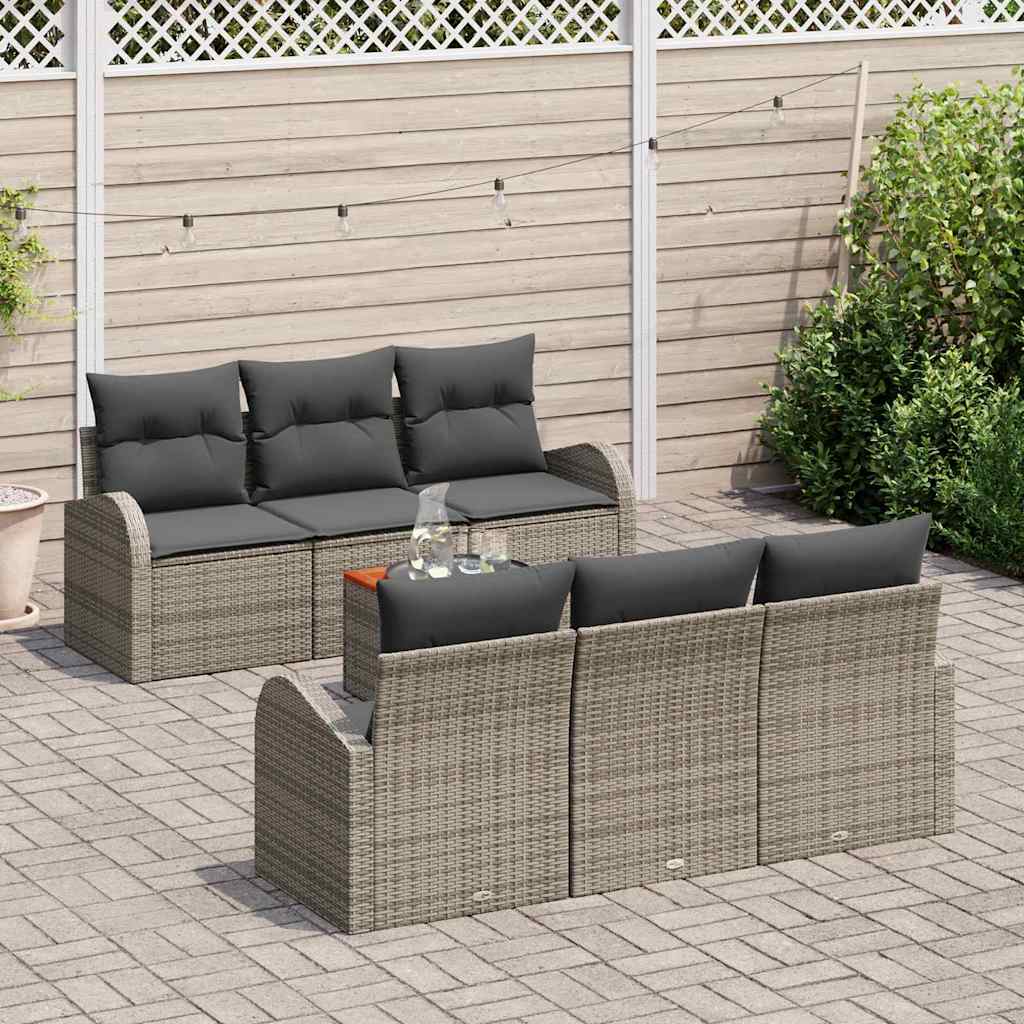 Gartensofa-set mit Speicher 7 pcs Grau Poly-Rattan