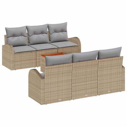 Gartensofa-set 7 pcs Beige und Hellgrau Poly-Rattan