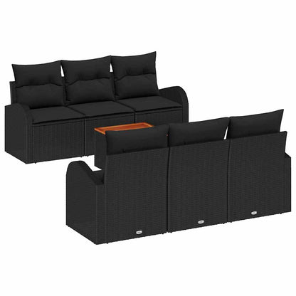Gartensofa-set mit Speicher 7 pcs Schwarz Poly-Rattan