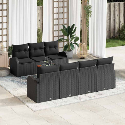 Gartensofa-set mit Speicher 8 pcs Schwarz Poly-Rattan