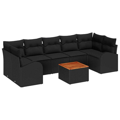 Gartensofa-set mit Speicher 8 pcs Schwarz Poly-Rattan