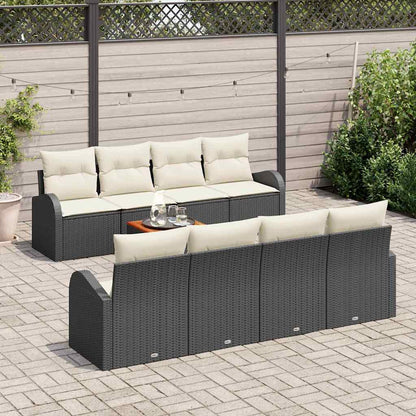 vidaXL Gartensofa-set mit Speicher 9 pcs Schwarz und Creme Poly-Rattan