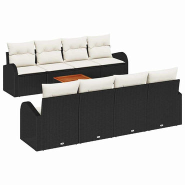 vidaXL Gartensofa-set mit Speicher 9 pcs Schwarz und Creme Poly-Rattan