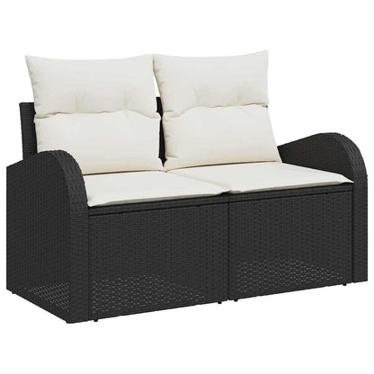 vidaXL Gartensofa-set mit Speicher 9 pcs Schwarz und Creme Poly-Rattan