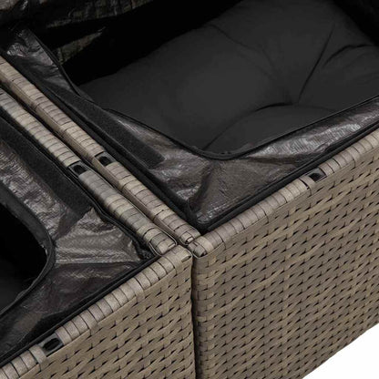 vidaXL Gartensofa-set mit Speicher 9 pcs Grau Poly-Rattan