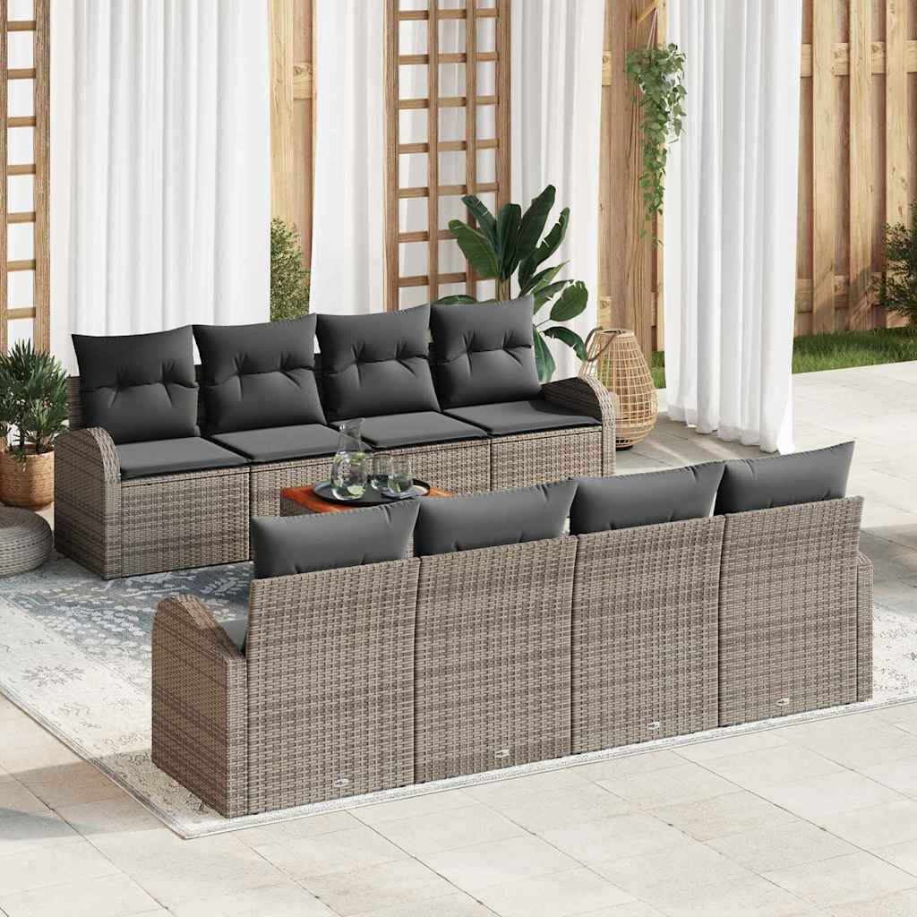 vidaXL Gartensofa-set mit Speicher 9 pcs Grau Poly-Rattan