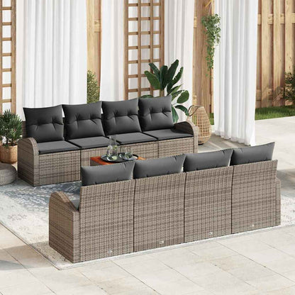 vidaXL Gartensofa-set mit Speicher 9 pcs Grau Poly-Rattan