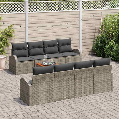 vidaXL Gartensofa-set mit Speicher 9 pcs Grau Poly-Rattan