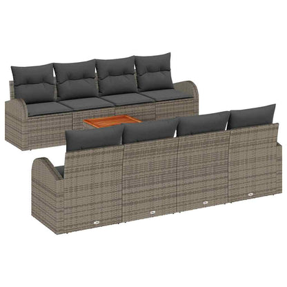 vidaXL Gartensofa-set mit Speicher 9 pcs Grau Poly-Rattan