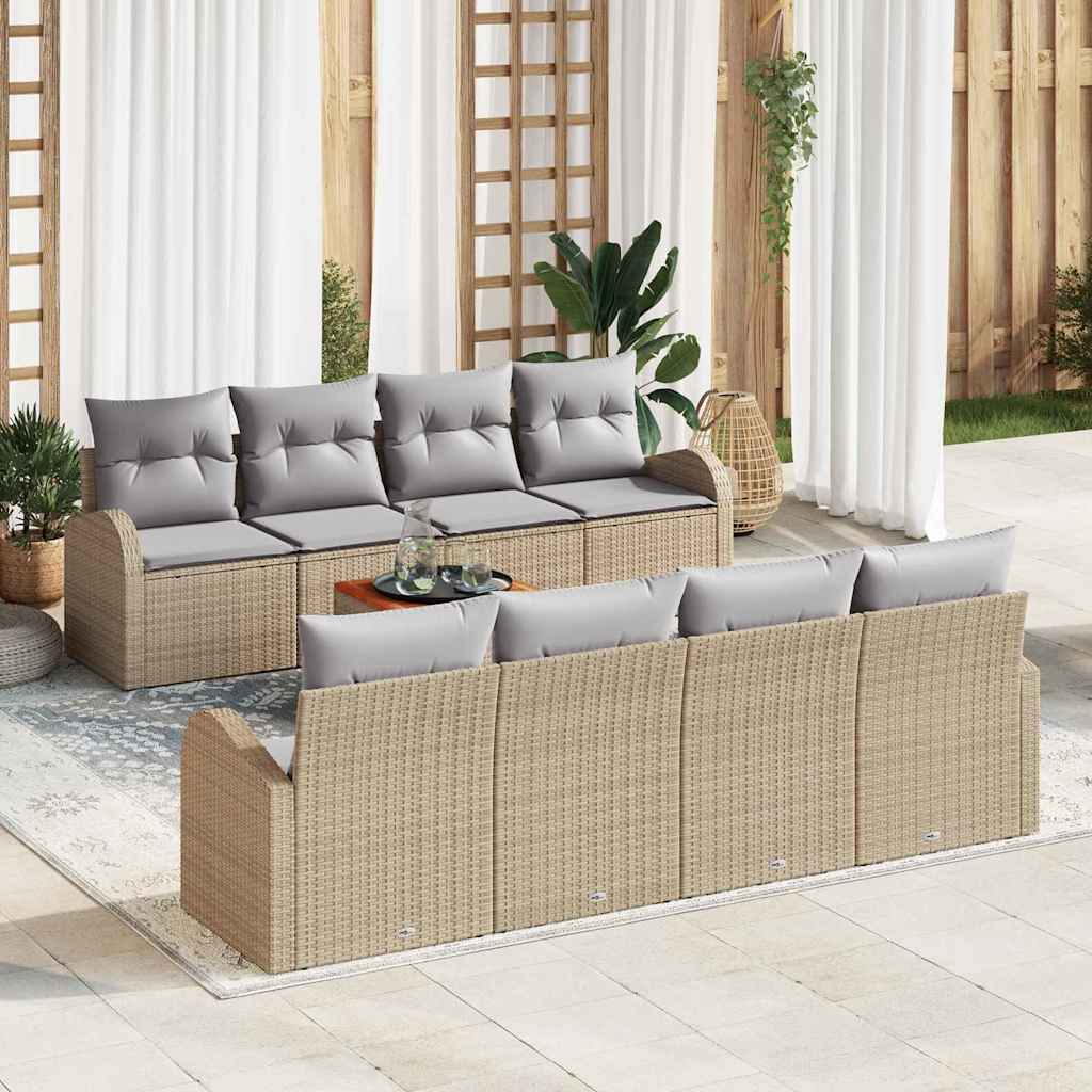 vidaXL Gartensofa-set 9 pcs Beige und Hellgrau Poly-Rattan