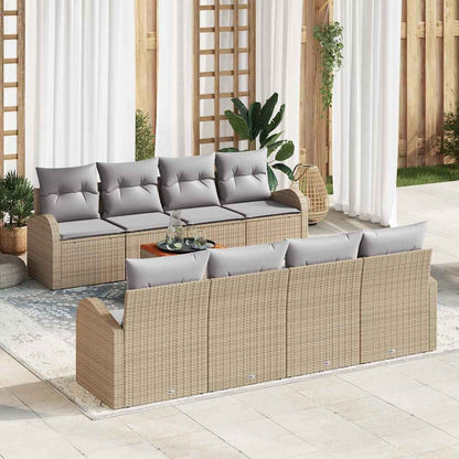 vidaXL Gartensofa-set 9 pcs Beige und Hellgrau Poly-Rattan