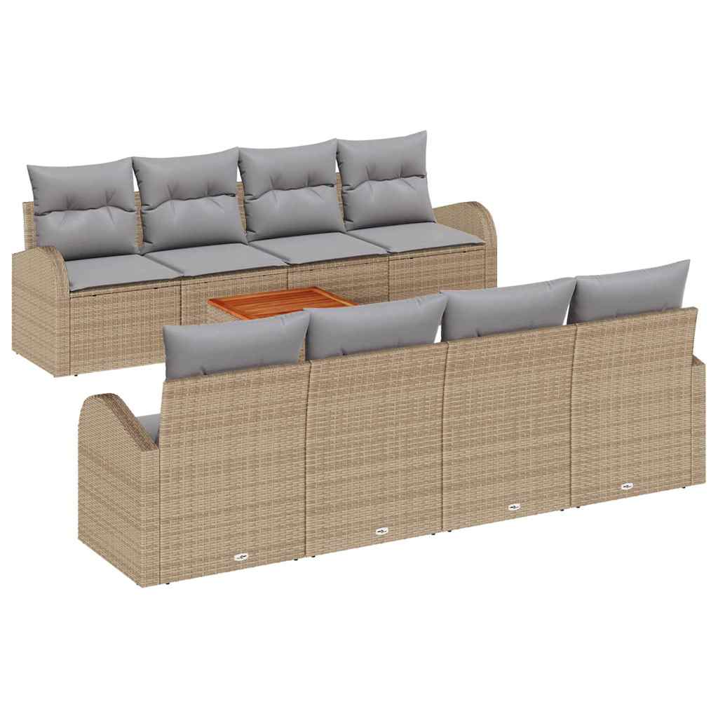 vidaXL Gartensofa-set 9 pcs Beige und Hellgrau Poly-Rattan