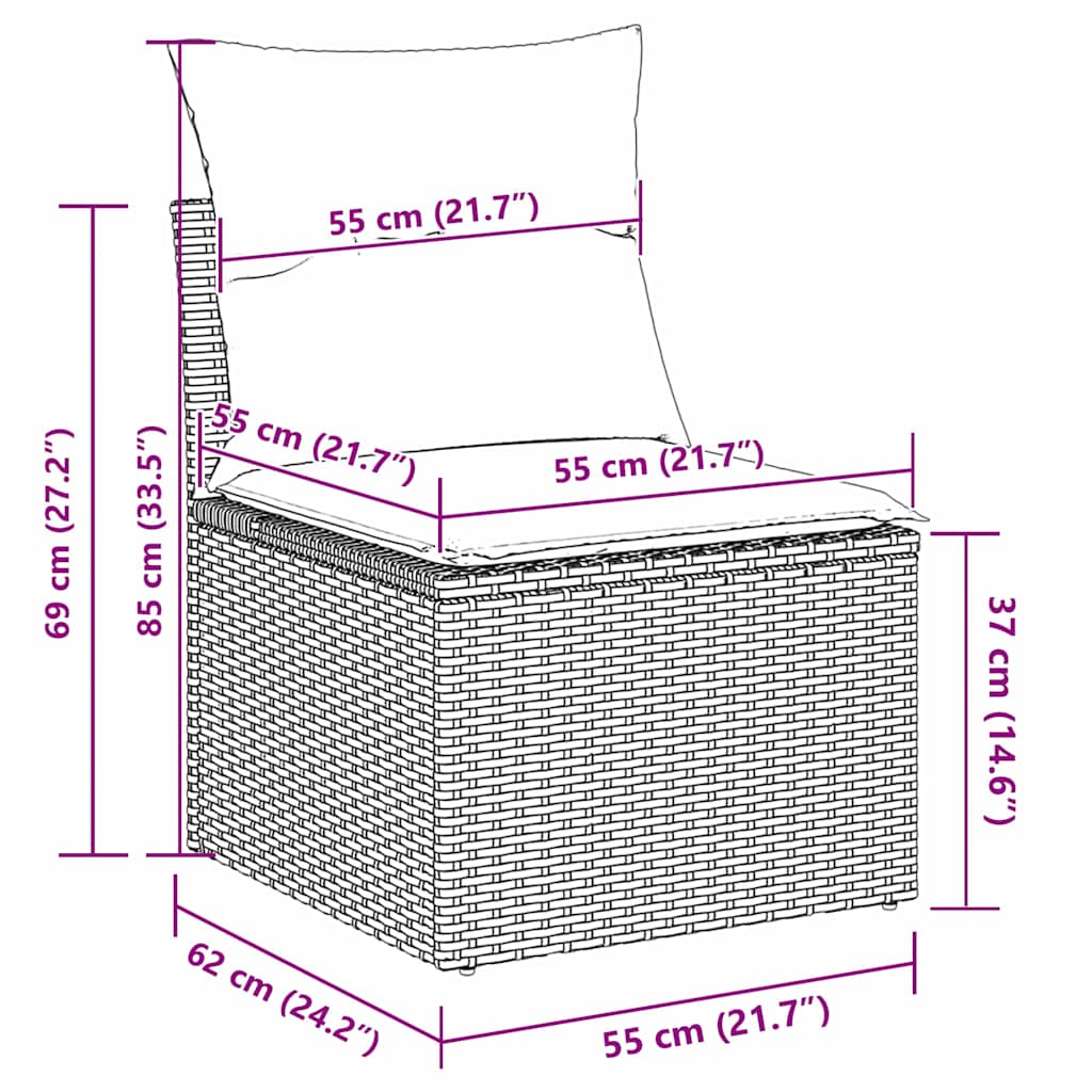 vidaXL Gartensofa-set 9 pcs Beige und Hellgrau Poly-Rattan