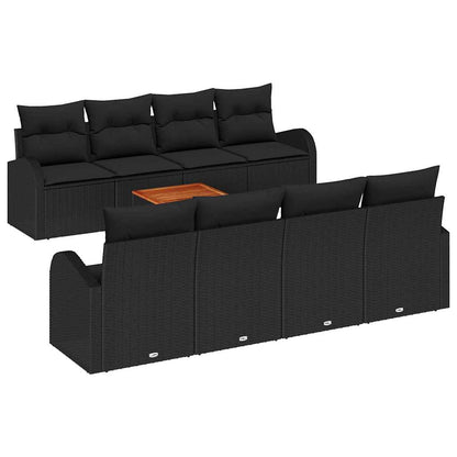 Gartensofa-set mit Speicher 9 pcs Schwarz Poly-Rattan