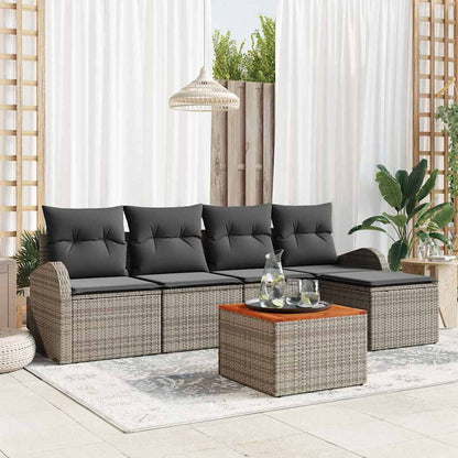 Gartensofa-set mit Speicher 6 pcs Grau Poly-Rattan