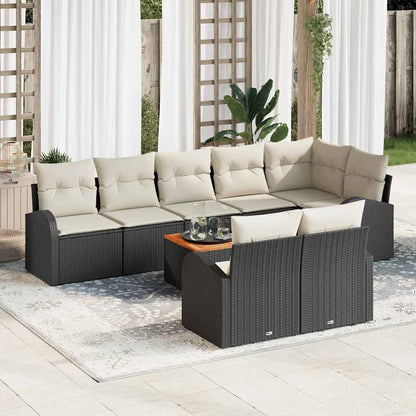 Gartensofa-set mit Speicher 9 pcs Schwarz und Creme Poly-Rattan
