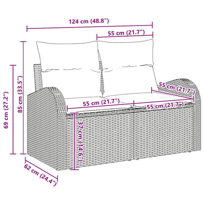 vidaXL Gartensofa-set mit Speicher 9 pcs Schwarz und Creme Poly-Rattan