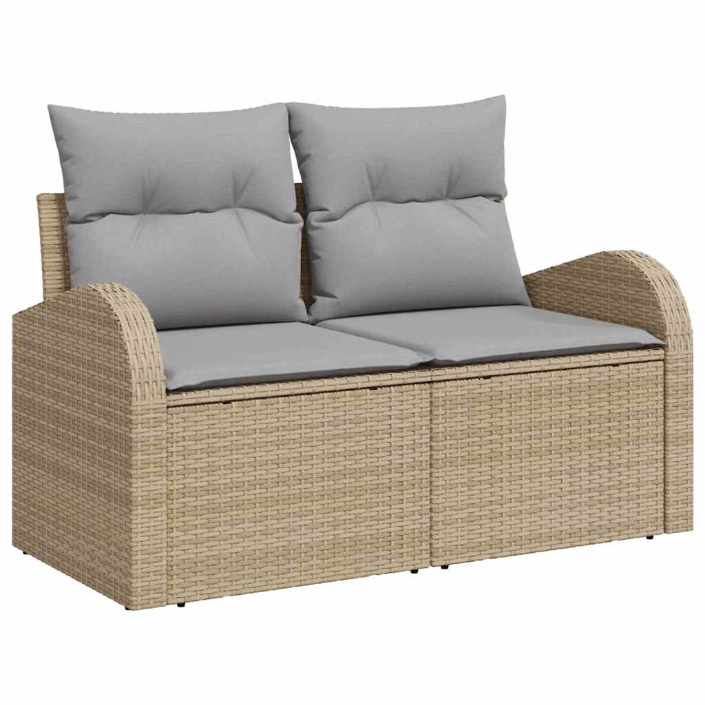 vidaXL Gartensofa-set 9 pcs Beige und Hellgrau Poly-Rattan
