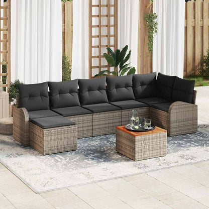 Gartensofa-set mit Speicher 8 pcs Grau Poly-Rattan