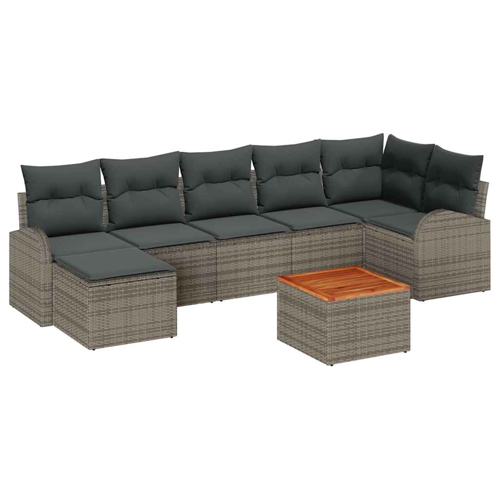 Gartensofa-set mit Speicher 8 pcs Grau Poly-Rattan