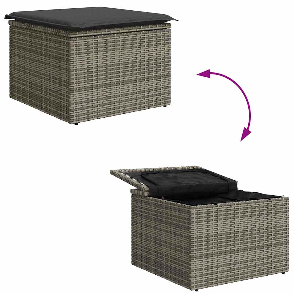 Gartensofa-set mit Speicher 8 pcs Grau Poly-Rattan