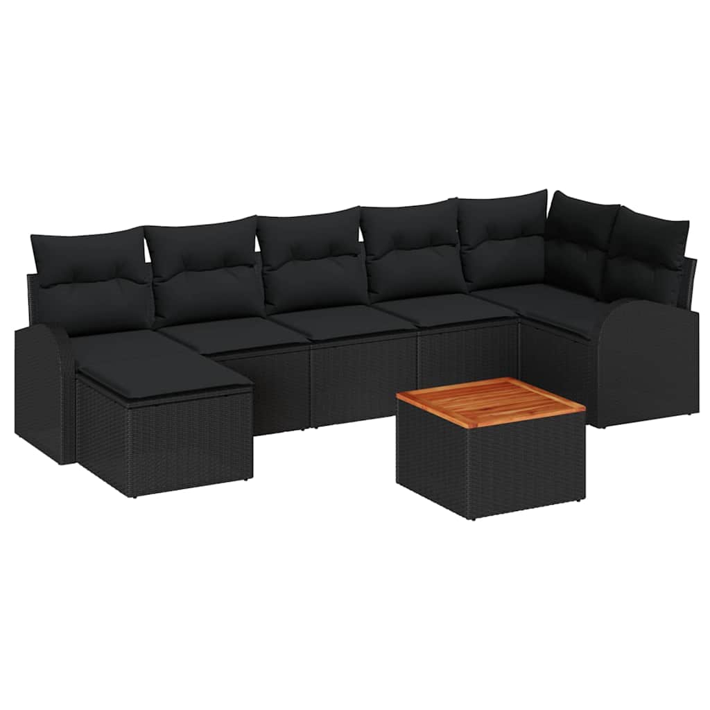Gartensofa-set mit Speicher 8 pcs Schwarz Poly-Rattan