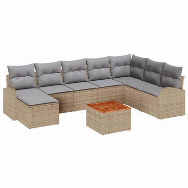 vidaXL Salon de jardin 9 pcs Beige et gris clair Résine tressée