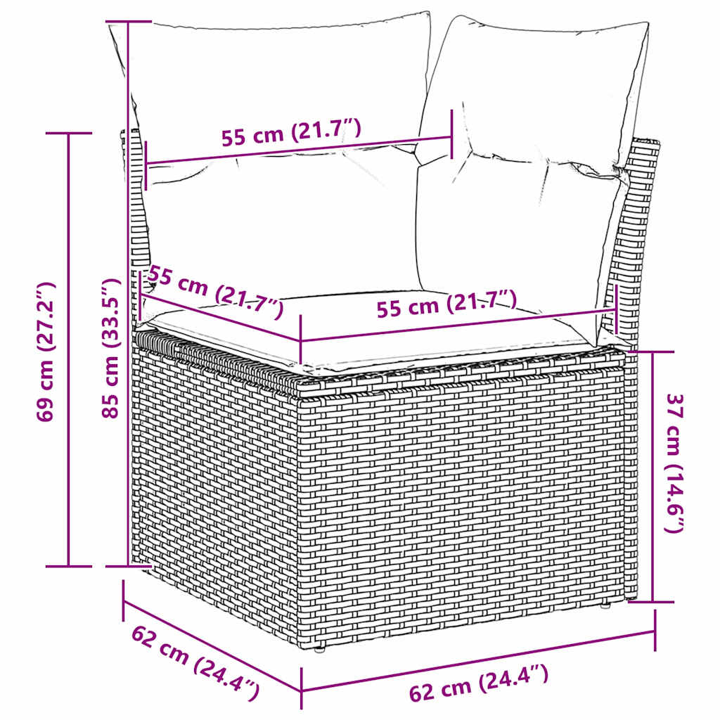 vidaXL Ensemble de canapés de jardin avec rangement 9 pcs Noir résine tressée
