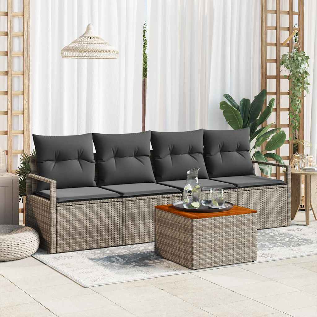 vidaXL Salon de jardin avec rangement 5 pcs Gris résine tressée