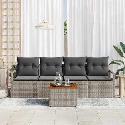vidaXL Salon de jardin avec rangement 5 pcs Gris résine tressée