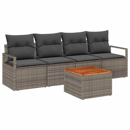 vidaXL Salon de jardin avec rangement 5 pcs Gris résine tressée