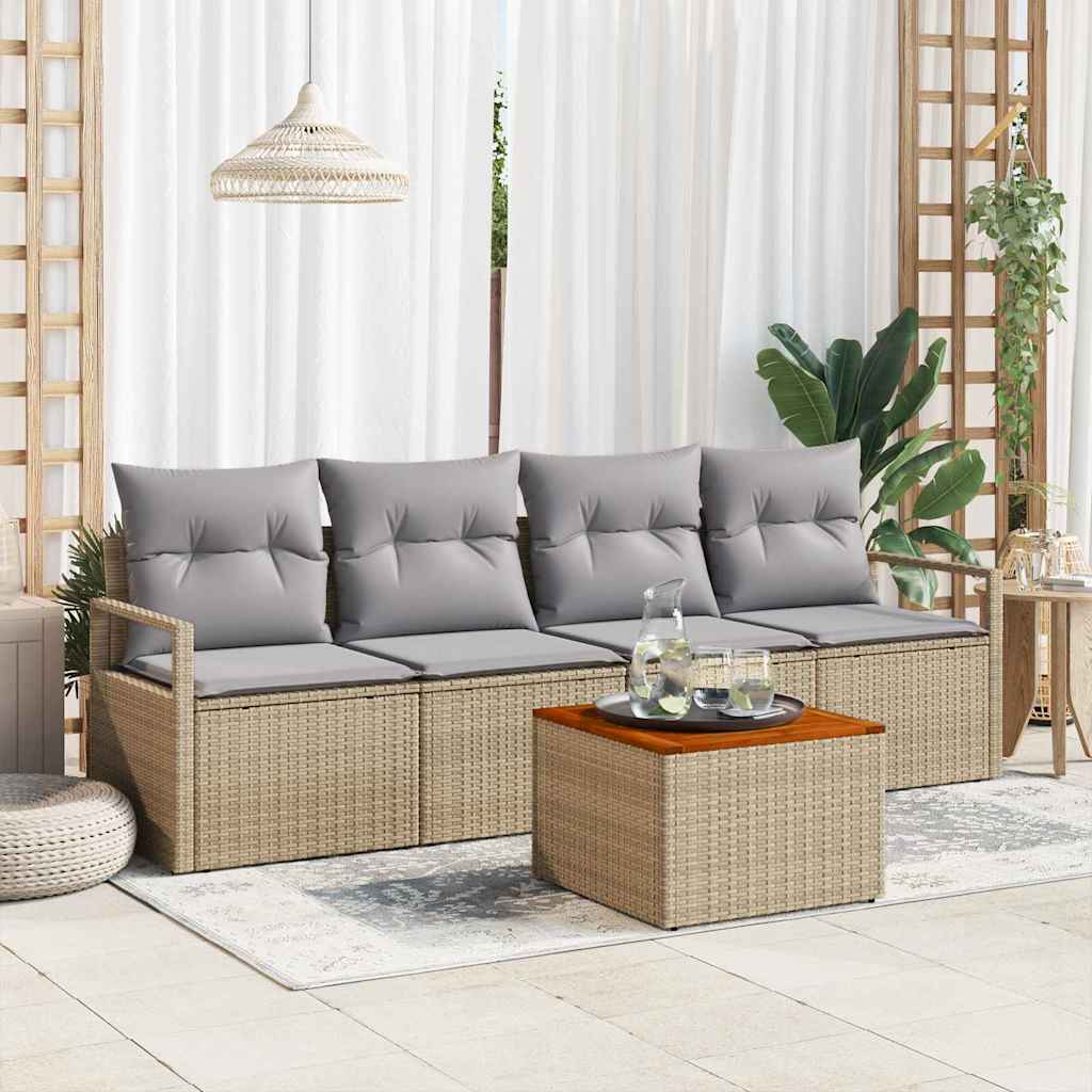 vidaXL Ensemble de canapés de jardin 5 pcs Beige et gris clair Résine tressée