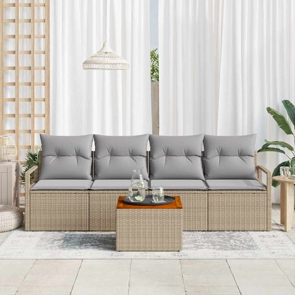 vidaXL Ensemble de canapés de jardin 5 pcs Beige et gris clair Résine tressée
