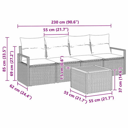 vidaXL Ensemble de canapés de jardin 5 pcs Beige et gris clair Résine tressée
