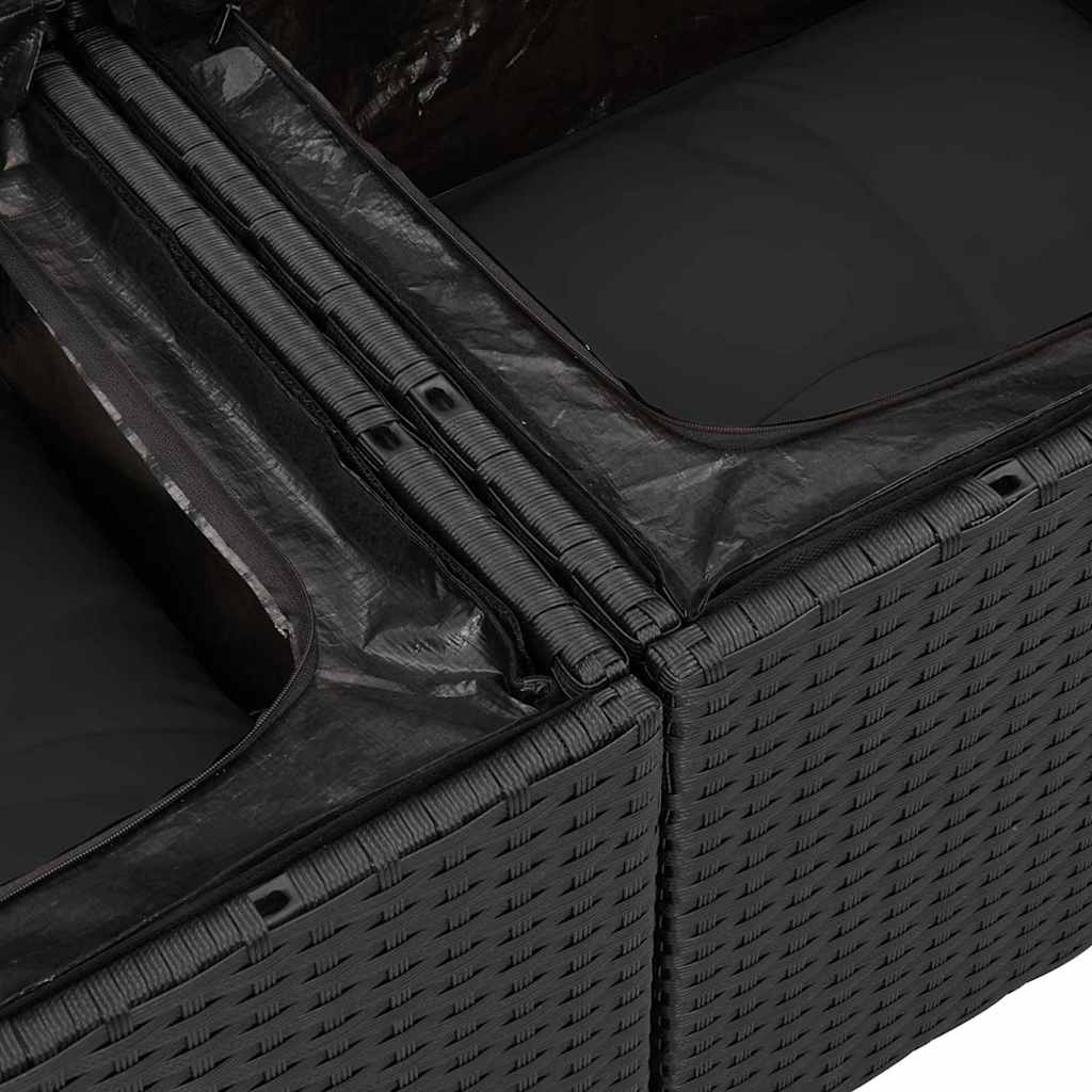 vidaXL Salon de jardin 5 pcs Noir Résine tressée avec rangement